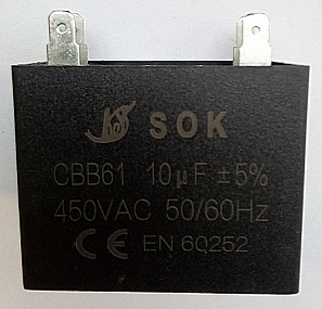 Конденсатор пусковой CBB61 - 10мкф 450в
