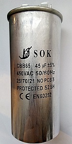 Конденсатор пусковой CBB65 - 45мкф 450в